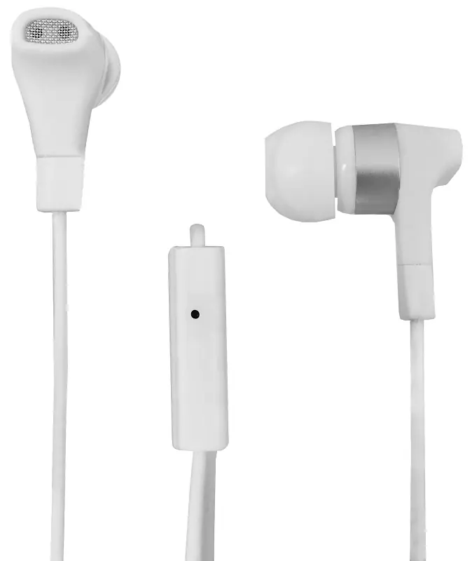 Stereo Earbuds With Microphone, White, Model Pm1001sew