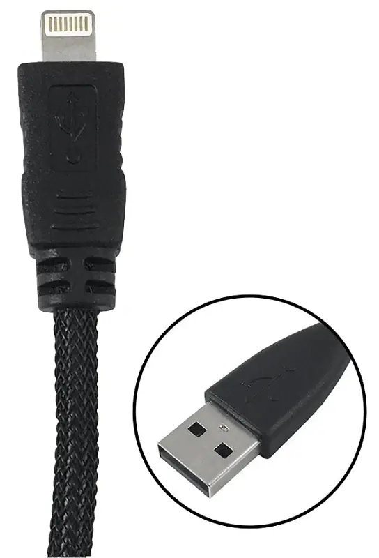 6 Ft. Braided Lightning 8-pin To Usb A Cable, Black, Model Pm1006u8bb