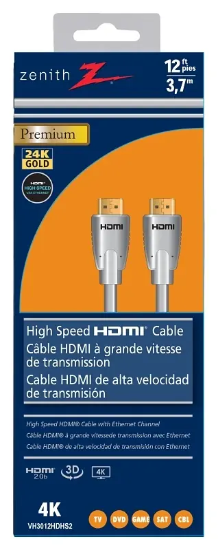 12 Feet High Speed Hdmi Cable With Ethernet - Model Vh3012hdhs2