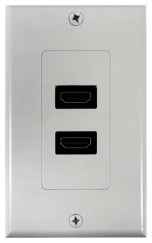 Hdmi Wallplate Dual Jack, Flush Mount, White, 1 Gang, 7.5 In X 3.75 In
