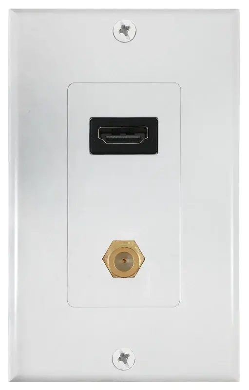 Hdmi And Coaxial Wall Plate, 1 Gang, Flush Mount, White, 7.5 In X 3.75 In
