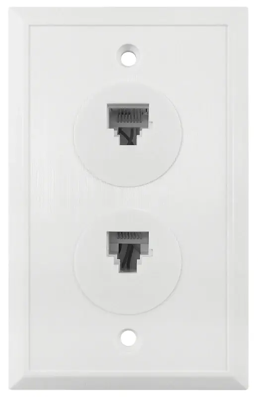 Dual Ethernet Wallplate For Cat 5/6e - Flush Mount, White