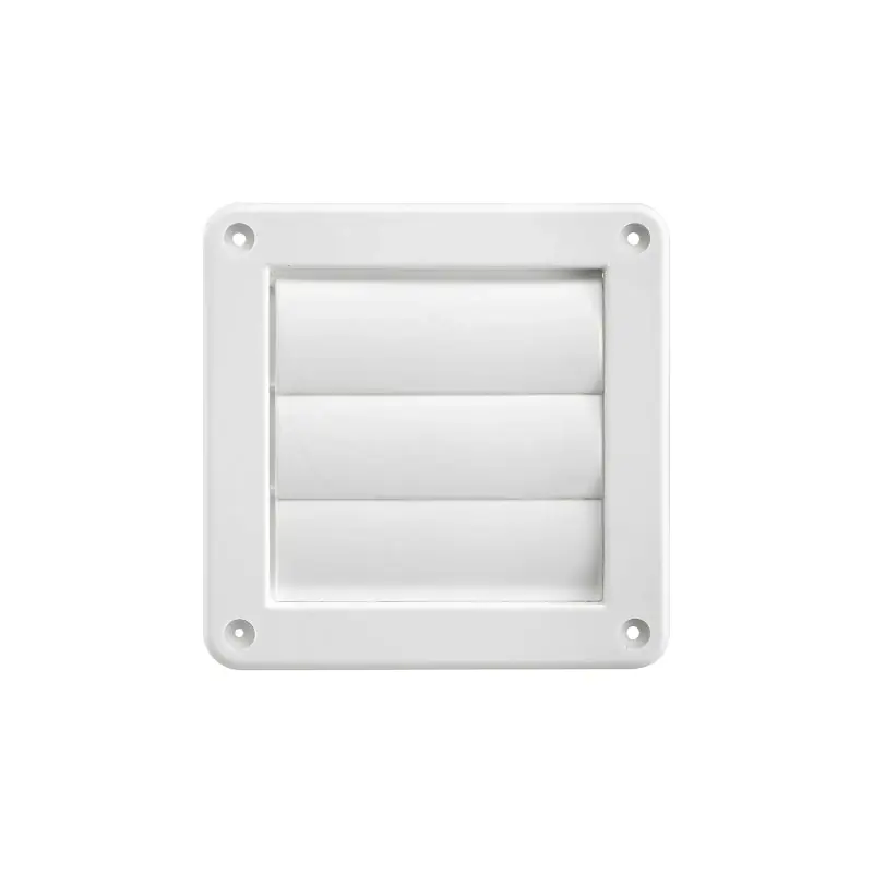 4 In. Exhaust Wall Louvered Vent, White Plastic
