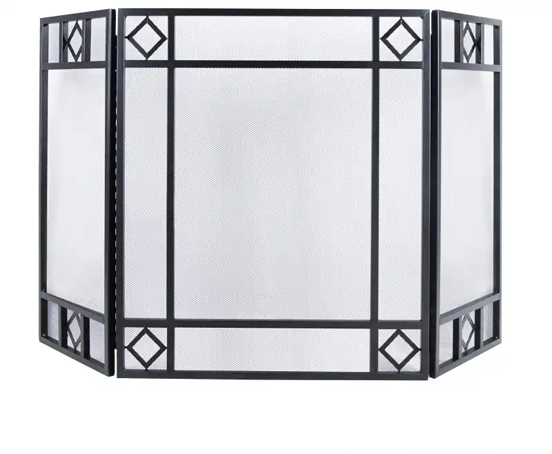 Tri-fold Mesh Fire Screen Panel, 30 In H X 52 In W, Black Finish