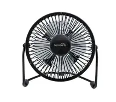 High-velocity Personal Fan, Dual Usb/120-volt, Black, 4-in.