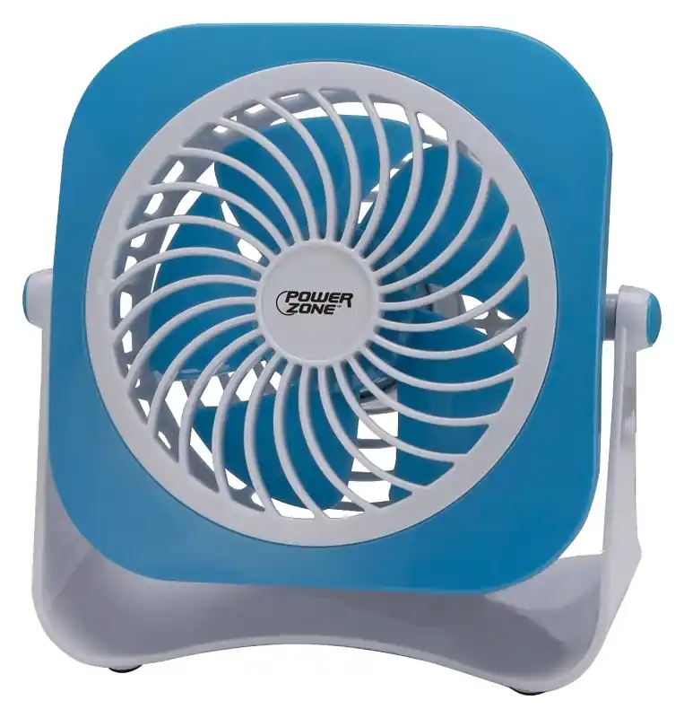 Qt-u403b Tabletop Fan, 4 Inch Blade, 2-speed, Usb Powered, White/blue Or White/red