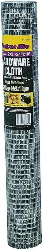 11031513 Galvanized Hardware Cloth, 10 Ft L X 24 In W, 19 Gauge, 1/2 X 1/2 In Mesh