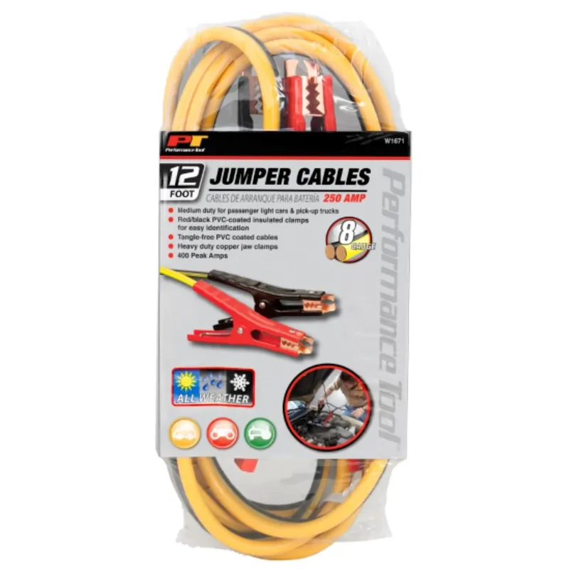 Performance Tool 12 Ft 8-gauge Jumper Cable 250 Amps W1671