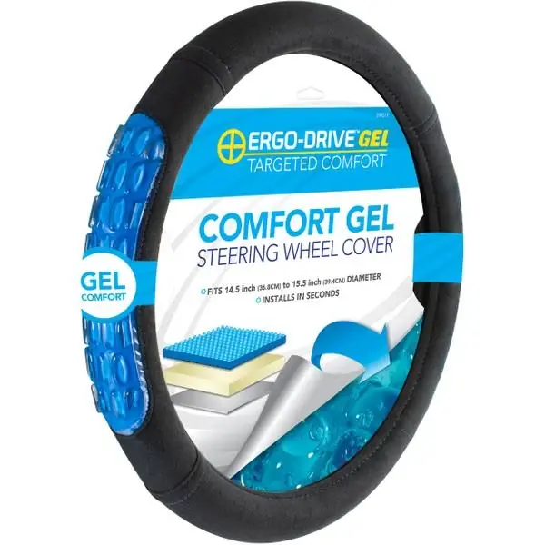 Ergo Drive Black Comfort Gel No Mesh Steering Wheel Cover