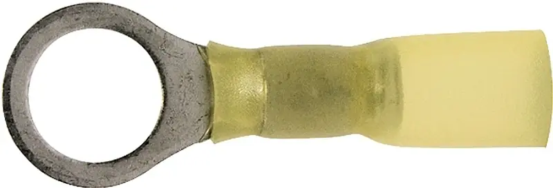 65726 Yellow Shrink Ring Terminal For 12 To 10 Awg Wire, Copper Contact