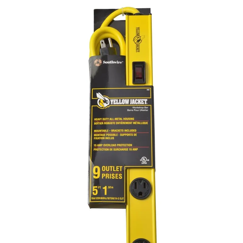 Metal Power Strip, 9-outlet, 36 In.