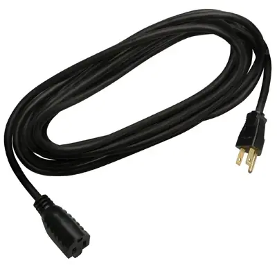 15-foot 16/3 Sjtw Black Round Vinyl Extension Cord For Indoor/outdoor Use