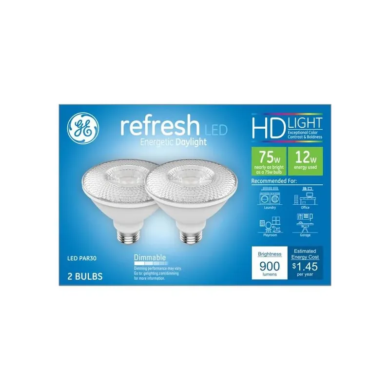 Led Light Bulbs, Daylight, Par 30, Short Neck, Diffused, 12 Watt, Medium Base, 2-pk