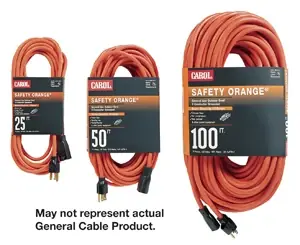03304.63.04 Safety Orange 100 Feet Outdoor Extension Cord, 14/3 Sjtw