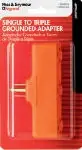 Pass & Seymour Heavy-duty Triple Outlet Tap Grounding Adapter, Orange