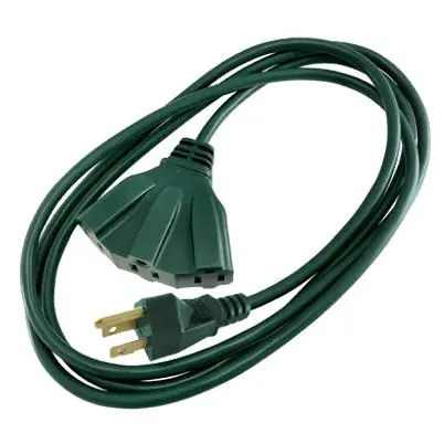 Outdoor Extension Cord, 16/3 Sjtw, Green, Triple Tap, 8-ft.
