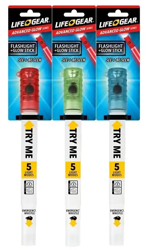 Life Gear Lg151 Glow Stick Flashlight Red Blue & Green