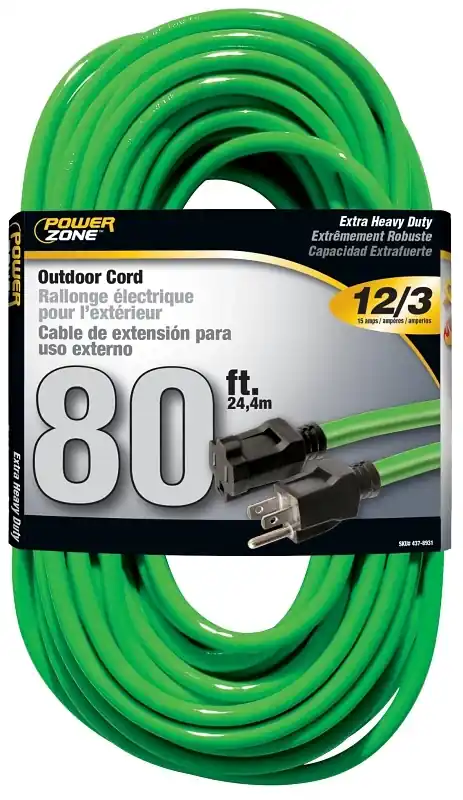 Orn512833 12/3 80-foot Neon Green Outdoor Extension Cord