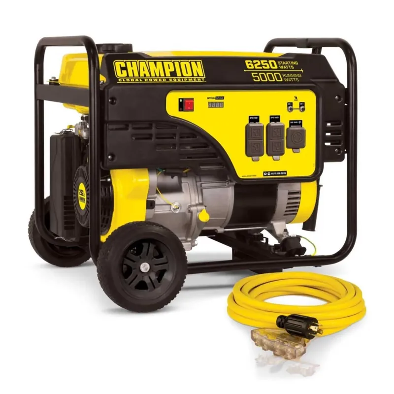 Champion 5000 Watt 120/240 Volt Gasoline Portable Generator With Extension Cord
