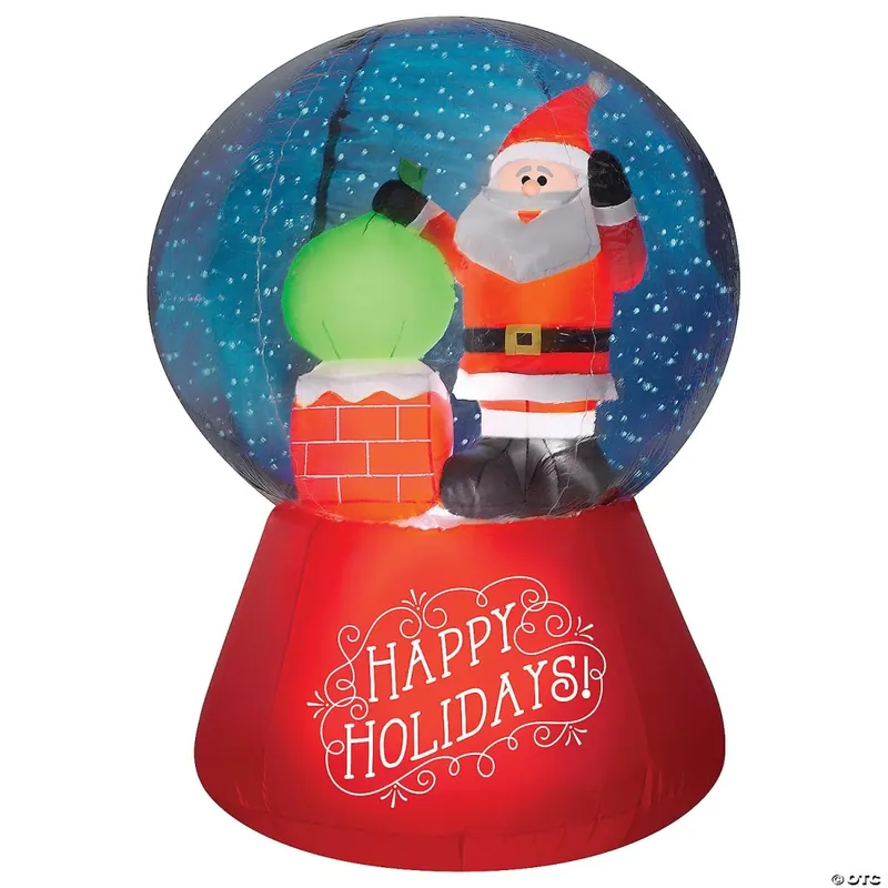 Inflatable Santa Snow Globe, Projection Snowflurry Led Lights, 66-in.