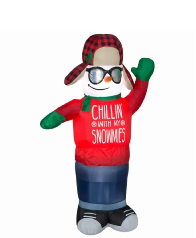 Inflatable Snowman, Wears Christmas Sweater, Animated, Illuminated, 72-in.