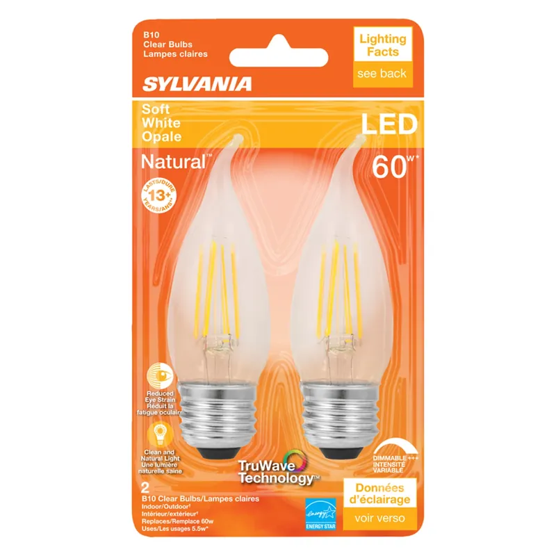 Natural B10 E26 (medium) Led Bulb Soft White 60 Watt Equivalence 2 Pk