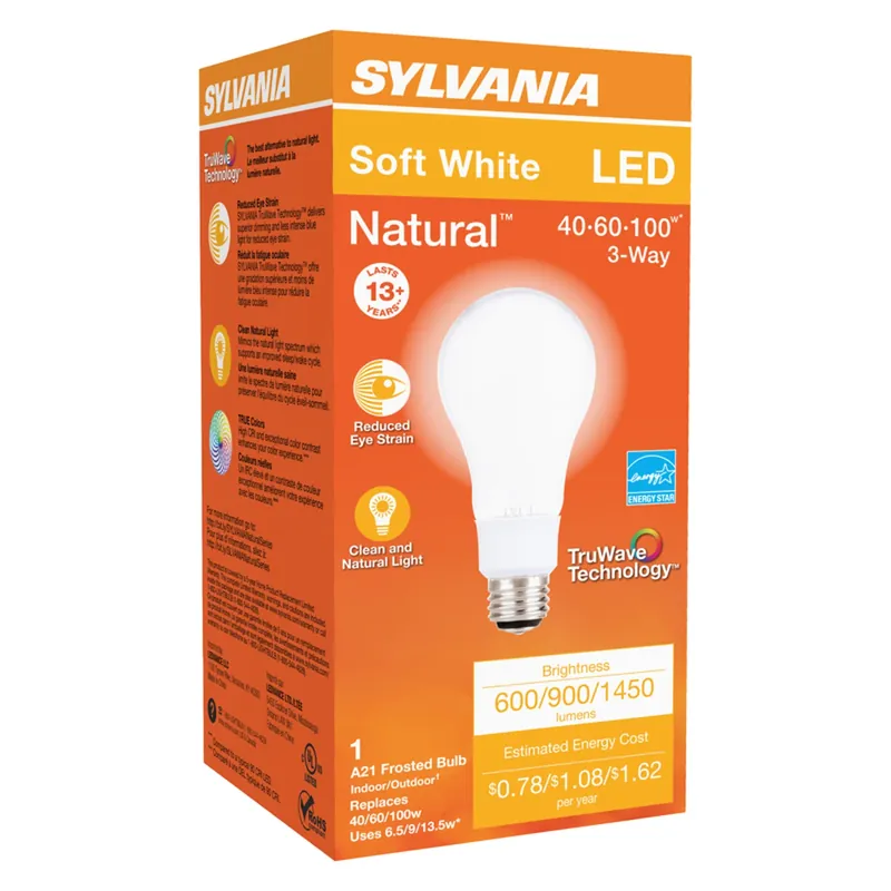 Natural A21 E26 (medium) Led Bulb Soft White 40/60/100 Watt Equivalence 1 Pk