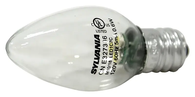 Led Accent Daylight Bulb C7 Candelabra Base 120v Light Bulb 0.6w Equivalent 25w 2 Pack - Osram Sylvania Inc.