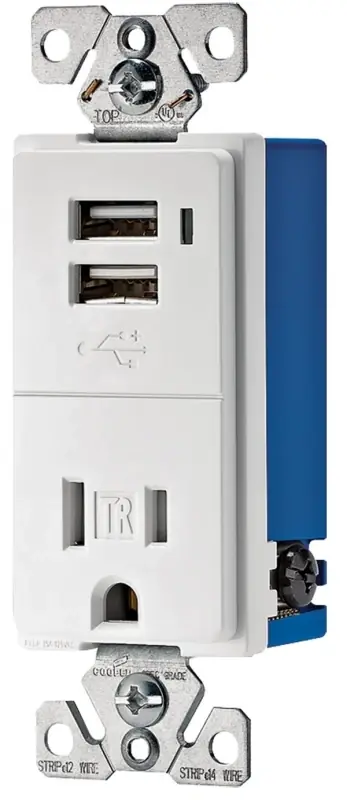 Devices Tr7740w-k-l White Usb Charger Receptacle With Tamper Resistant Outlet