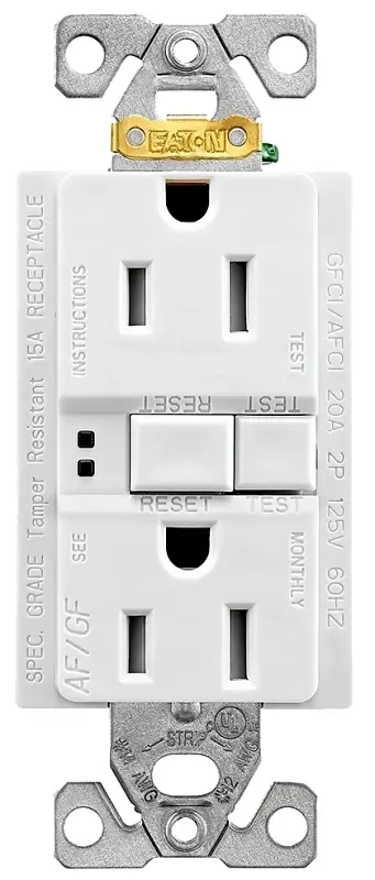 15-amp 3-arc Fault Ground Fault Receptacle White Outlet Model Trafgf15w-k-l