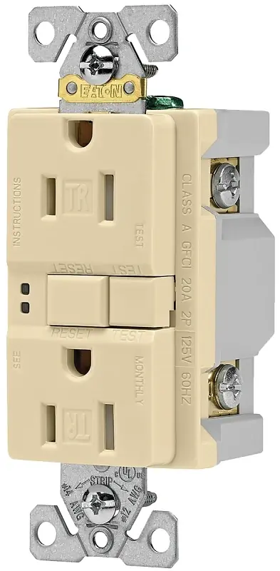 Self-test Gfci Duplex Receptacle 15a 125v Tamper Resistant Ivory