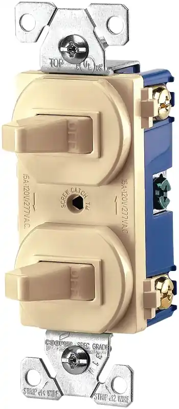 Commercial Grade 15 Amp Single-pole 2-toggle Switches With Back And Side Wiring, Ivory