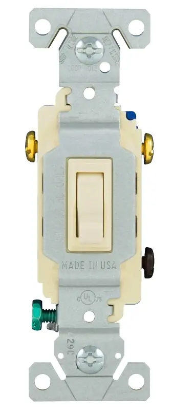 15 Amp 120 Volt 3-way Grounding Toggle Switch Light Almond