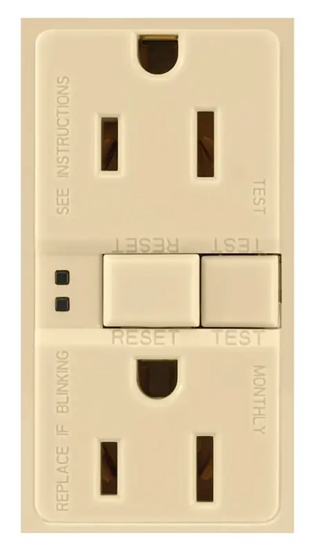 Gfci Self-test Duplex Receptacle 15a/125v With Standard Wallplate, Ivory