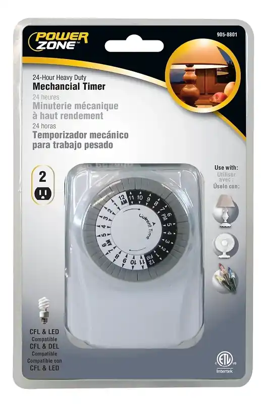 Tni2423 Heavy-duty 24 Hour Mechanical Indoor Timer With 2 Grounded Outlets