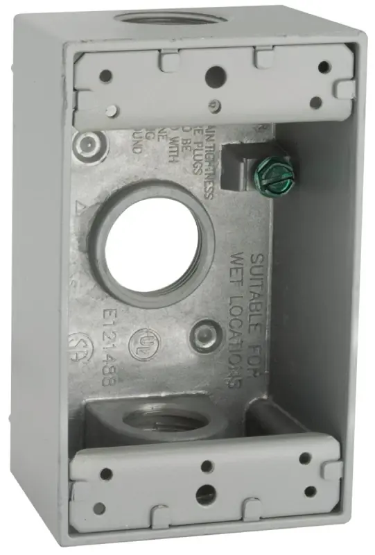 Single Gang 3/4 In. 3-outlet Gray Aluminum Weatherproof Electrical Box