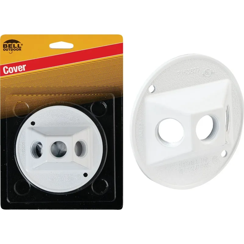 3-outlet Round Zinc White Cluster Weatherproof Outdoor Box Cover Model 5197-6