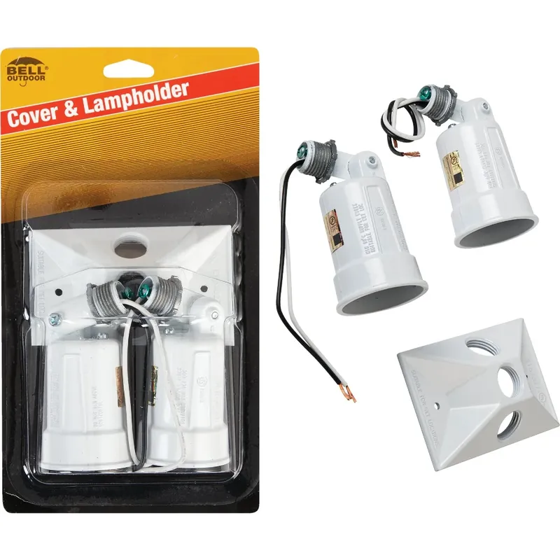 150w Aluminum Rectangle Double White Weatherproof Outdoor Lampholder With Cover