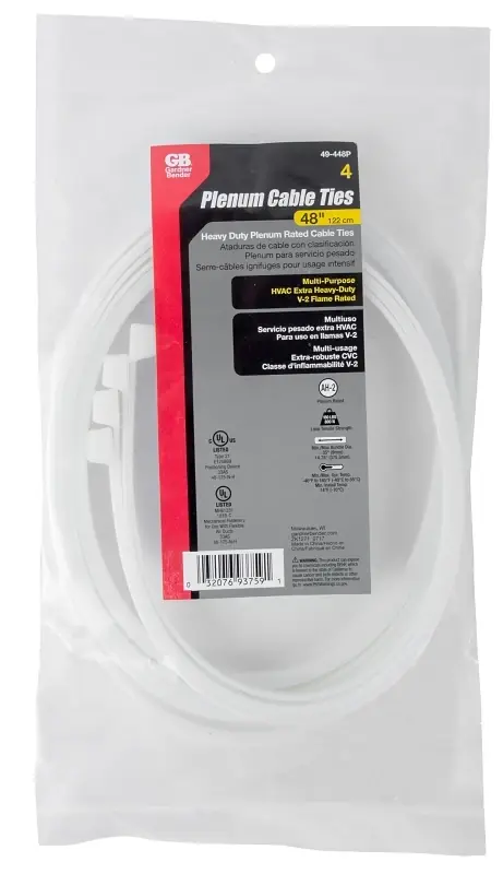 Plenum Cable Ties, Heavy-duty, 48-in., 4-pk.