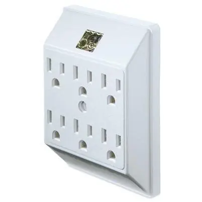 6-outlet Polarized Wall Tap - Expands 2 Outlets To 6, White