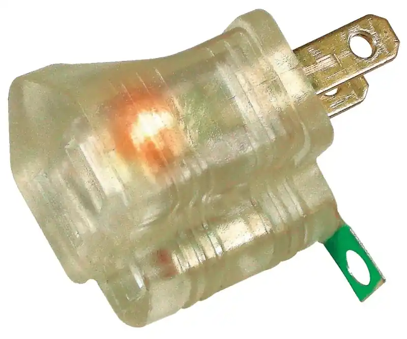 3-to-2 Ground Adapter With Light, Model Oradp320, 6-3/4 In H X 3.9 In W X 1.2 In D