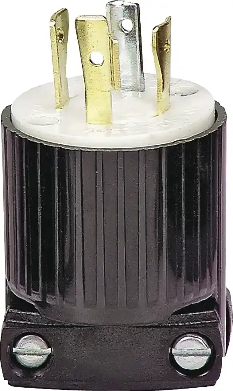 20 Amp 125/250-volt Hart-lock Industrial Grade Plug With Safety Grip, Black And White