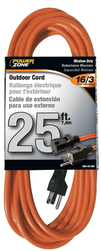 25-foot 16/3 Outdoor Extension Cord - Model Or501625 - Durable And Versatile