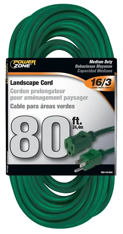 Or880633 16/3 80-foot Green Outdoor Extension Cord