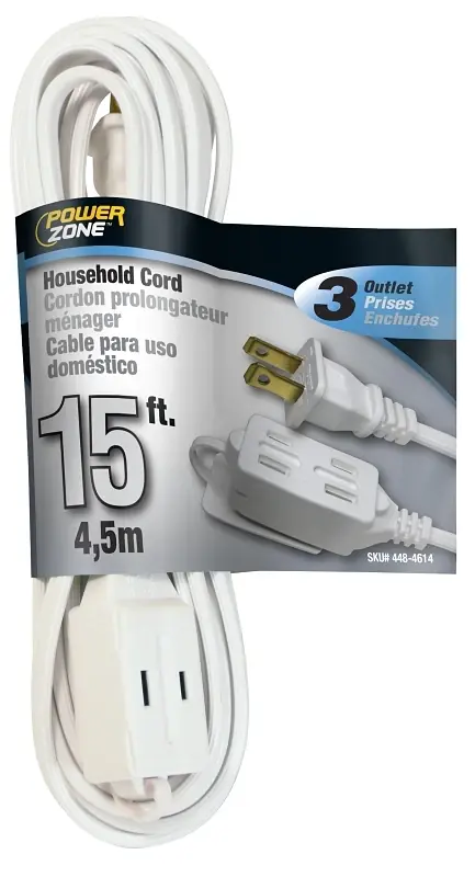 15 Foot 16/2 Spt-2 Indoor Extension Cord With 3 Outlets