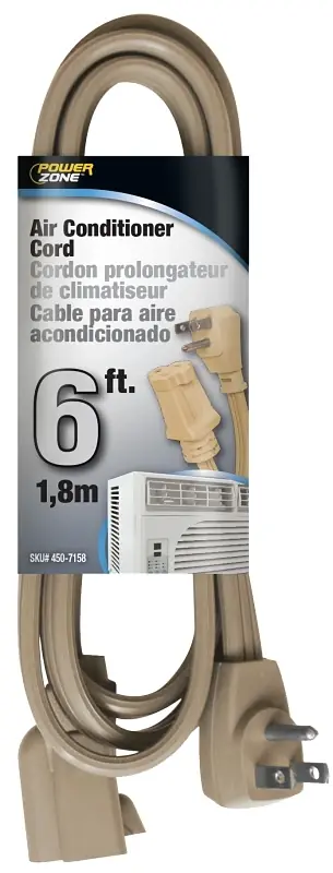 14 Awg 3 Conductor 6 Foot Beige Extension Cord For Air Conditioners And Appliances