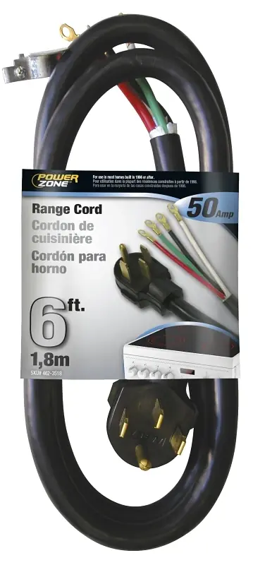 Orr628206 50 Amp Range Cord 6/2 And 8/1 Black 6 Feet
