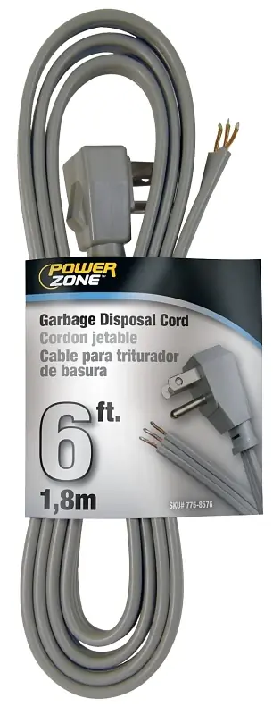Power Zone Or210606 6 Ft. Garbage Disposal Cord, 16 Awg, Grey