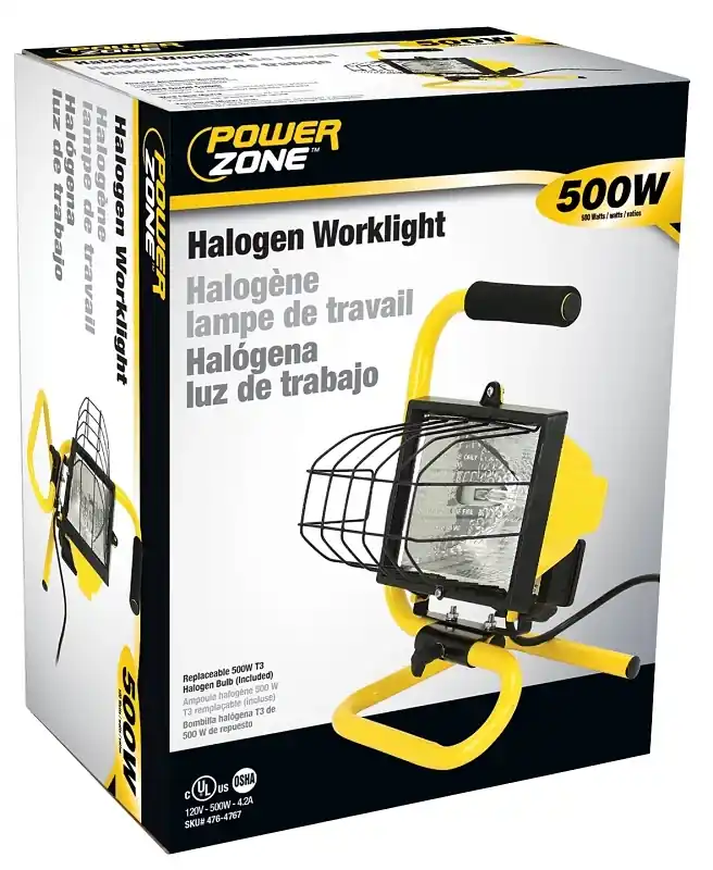 Portable Halogen Work Light 500 Watt 120 Volt With Adjustable Handle