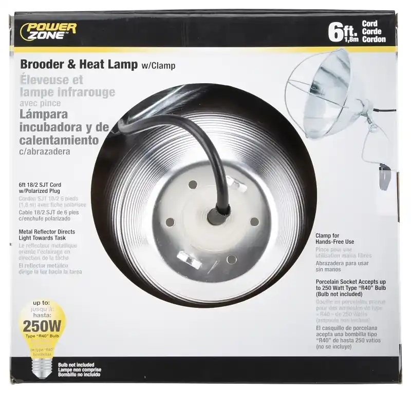 10.5 Inch Brooder Clamp Light With 6 Ft Cord, 250 W, Model Orbl081508